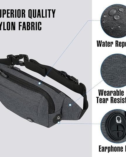 WATERFLY Fanny Pack Waist Bag: Small Hip Pouch Bum Bag Fannie Pack Phanny Fannypack Waistpack Bumbag Beltbag Sport Slim Fashionable for Jogging Hiking Hiker Woman Man