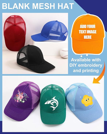 Coume Mesh Trucker Hats Bulk Sublimation Blank DIY Baseball Unisex Caps for Business Embroidery Sport Party Gift