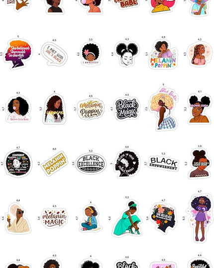 100Pcs Black Girl Stickers for Planner, for Water Bottle, for Adults - Black Girl Gifts for Women, Favors & Decorations - African American Stickers and Decals - Gifts for Women & Men