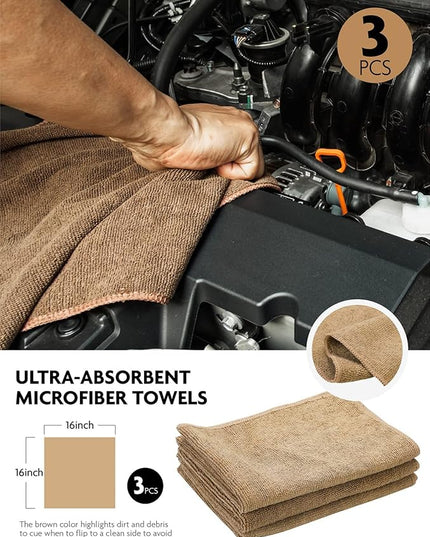 Fantasticlean 9PCS Car Interior Detailing Set, Microfiber Cloth & Applicator, Single-Head Detailing Brushes, Natural Bristles, Scratch-Free & Ultra-Soft for Seats Leather Care or Cleaning