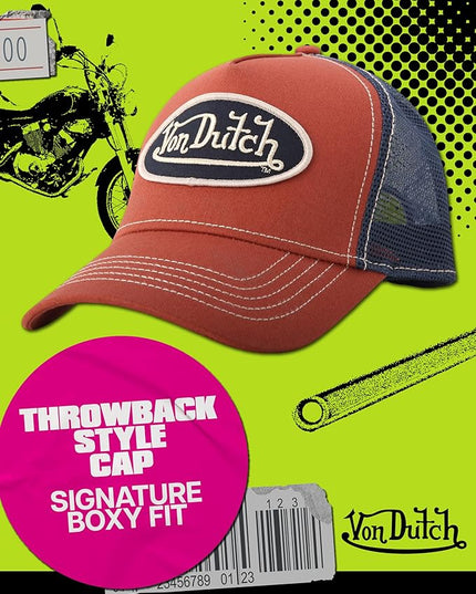 Von Dutch Unisex Trucker Hat - Curved Bill Mesh Back Retro Classic Adjustable Snapback Baseball Cap for Men and Women