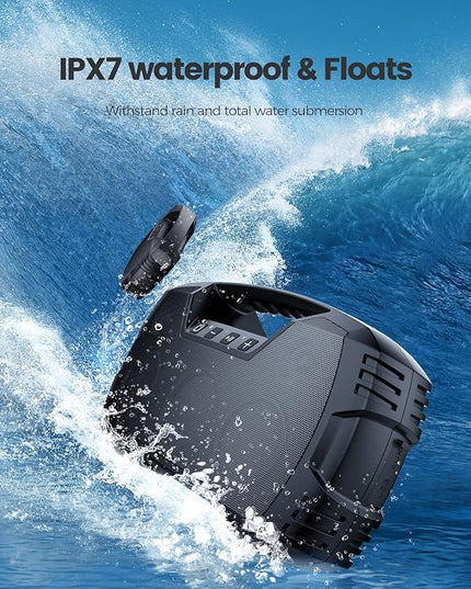 IPX7 Waterproof Bluetooth Speaker, 40W(60 Peak) Portable Wireless Speakers with Subwoofer, 32H Playtime, Stereo Loud Sound, Deep Bass, Bluetooth 5.0 with Handle for Pool, Beach, Outdoor, Gifts
