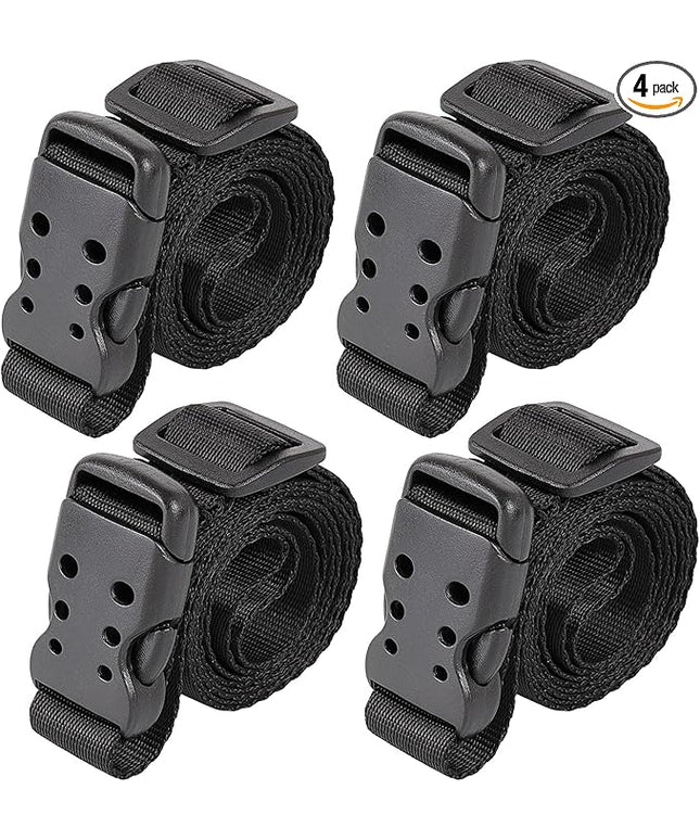 Ayaport Utility Straps with Buckle 40" Quick-Release Adjustable Nylon Straps Black 4 Pack