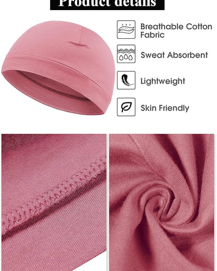 Syhood 4 Pcs Cotton Skull Caps for Men Women Breathable Beanie Thin Sleep Hat Night Running Cap Helmet Liner for Cycling Gym