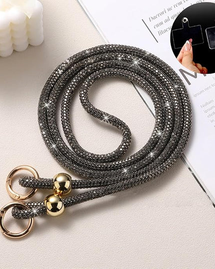 Crystal Phone Lanyard for Women Sparkling Crossbody Phone Strap with Full Rhinestone Bling Anti-Theft Phone Strap