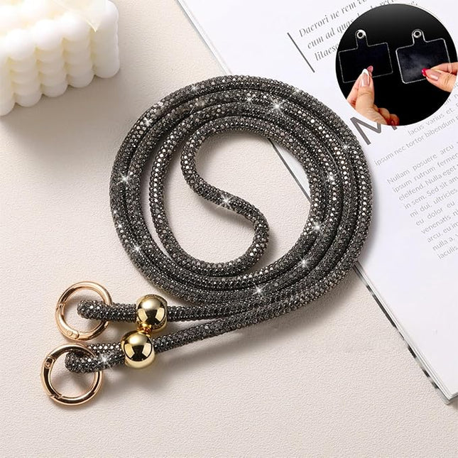 Crystal Phone Lanyard for Women Sparkling Crossbody Phone Strap with Full Rhinestone Bling Anti-Theft Phone Strap