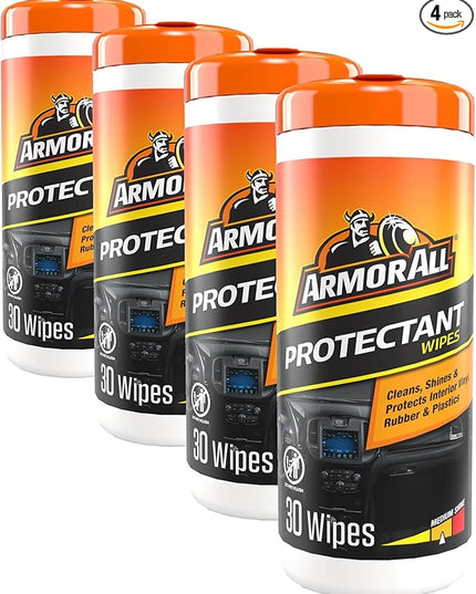 Armor All Original Protectant Wipes,Car Interior Cleaner Wipes with UV Protection to Fight Cracking & Fading,30 Count (Pack of 4)