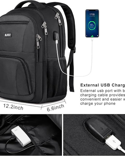 School Backpack for Teen Boys,15.6 Inch Anti Theft Laptop Bookbag with USB Charging Port, Water Resistant College, High School, Ergonomic Straps, Multiple Compartments, Men, Black