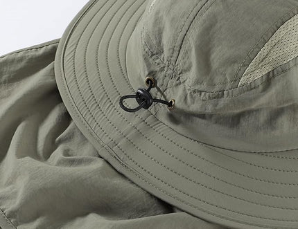Home Prefer UPF 50+ Mens Wide Brim Fishing Hat with Neck Flap Sun Hat for Men Women Sun Protection Cap