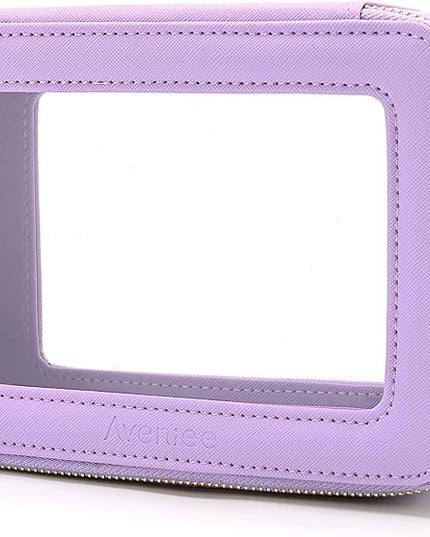 Aveniee Clear Makeup Bag Organizer, Travel Toiletry Bag Cosmetic Case for Women, Portable Make Up Skincare Pouch Car Organizer Bag with Zippers for Essentials,Lilac