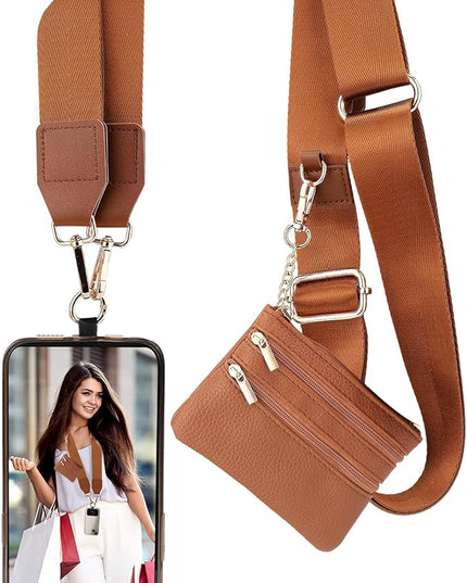 XANGNIER Clip and Go Strap for Phone with Wallet Crossbody, Phone Strap with Zippered Wallet, Adjustable Anti Theft Cellphone Lanyard for Women, Cellphone Chain Accessories,Multicolor 13