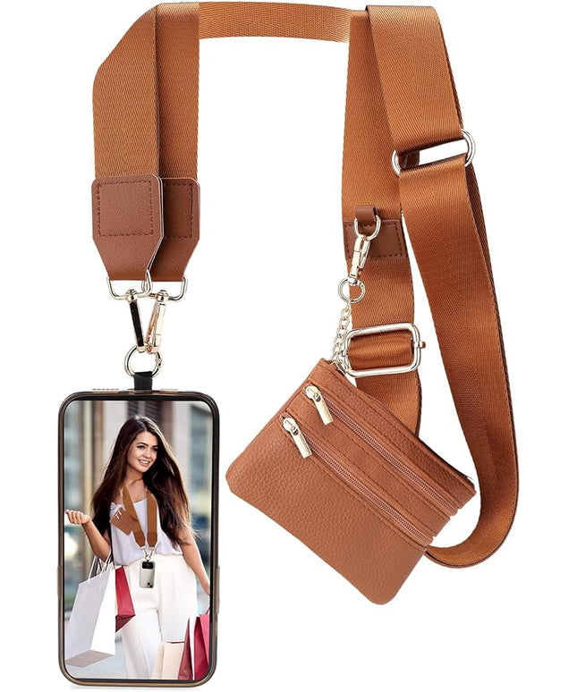 XANGNIER Clip and Go Strap for Phone with Wallet Crossbody, Phone Strap with Zippered Wallet, Adjustable Anti Theft Cellphone Lanyard for Women, Cellphone Chain Accessories,Multicolor 13