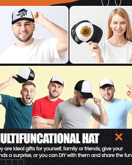 10 Pcs Sublimation Blank Trucker Hats Bulk Mesh Baseball Cap Polyester Mesh Trucker Hat for Men and Women