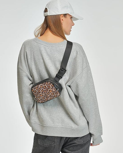 C.C Animal Print Rhinestone Fanny Pack – Leopard & Zebra Waist Bag, Crossbody Belt Bag with Adjustable Strap (Animal Print - Brown Leopard)