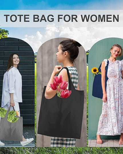 BeeGreen Reusable Bags Tote Bags for Women - 6 Pack Bulk Extra Large Reusable Gifts Bag with Handles - Heavy Duty Foldable Machine Washable Travel Grocery Bag Organizer (Packable Shopping Bags)