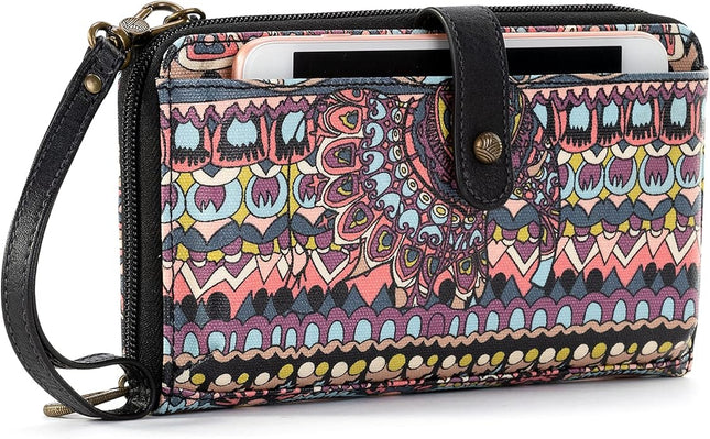 Sakroots Artist Circle Smartphone Crossbody in Coated Canvas, Detachable Wristlet Strap