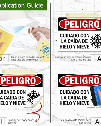 Danger Watch for Falling Ice and Snow Bilingual Sign, 10x7 Inches, 4 Mil Vinyl Decal Stickers Weather Resistant, Made in USA by My Sign Center
