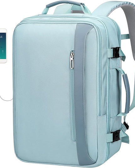 PIJUSHI Travel Backpack for Women Expandable Carry on Luggage Backpack Airline Approved Personal Item Laptop Bag(PE034 Blue)