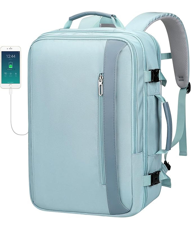PIJUSHI Travel Backpack for Women Expandable Carry on Luggage Backpack Airline Approved Personal Item Laptop Bag(PE034 Blue)