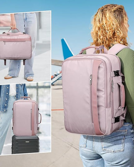 PIJUSHI Travel Backpack for Women Expandable Carry on Luggage Backpack Airline Approved Personal Item Laptop Bag(PE034 Light Purple)