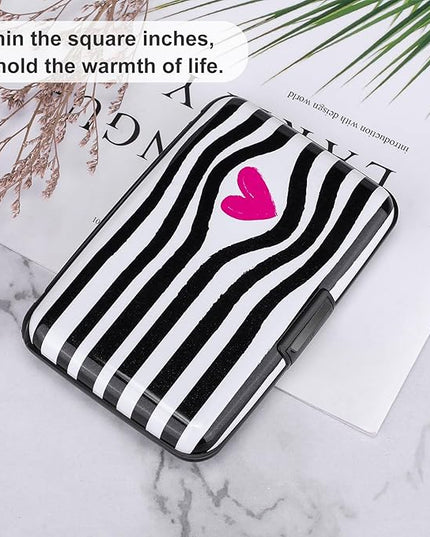 ELFISH Mini RFID Aluminum Wallet Credit Cards Holder Business Card Case Metal ID Case for Men Women (Eye heart)