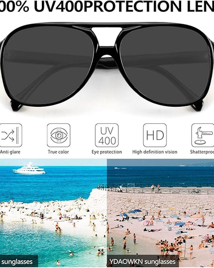 YDAOWKN Retro Aviator Sunglasses for Women Mens Large Frame Classic Vintage 70s Sun Glasses Aviators