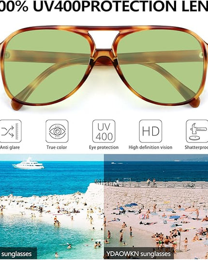YDAOWKN Retro Aviator Sunglasses for Women Mens Large Frame Classic Vintage 70s Sun Glasses Aviators
