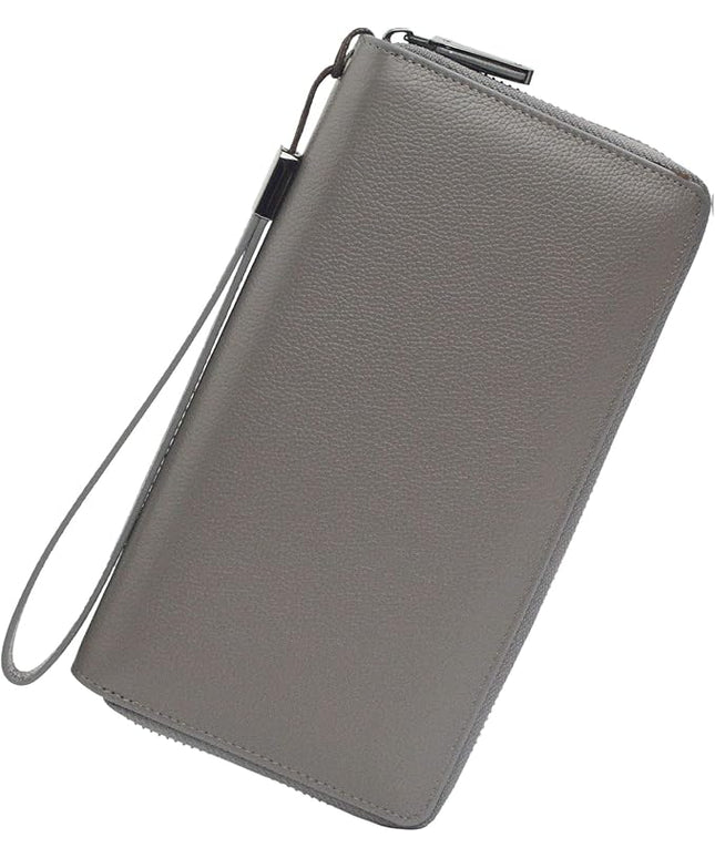 Bveyzi Women RFID Blocking Wallet Leather Zip Around Phone Clutch Large Capacity Ladies Travel Purse Wristlet | RFID Blocking, Zip Around, Large Capacity