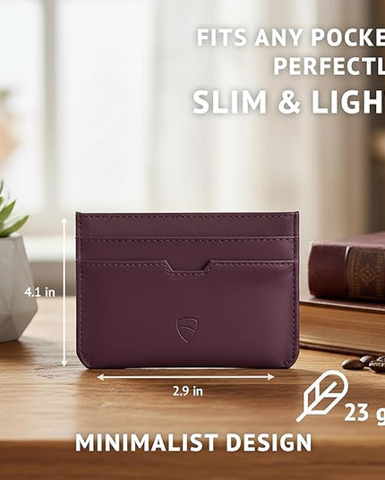 Vaultskin MOORGATE Slim Card Holder - Minimalist Leather Wallet, RFID Blocking Sleeve, Fits Front Pocket, for Men and Women