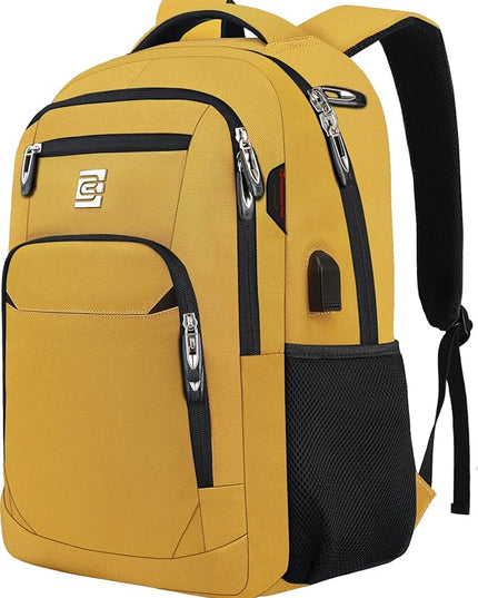 Laptop Backpack,Business Travel Anti Theft Slim Durable Laptops Backpack with USB Charging Port,Water Resistant College Computer Bag for Women & Men Fits 15.6 Inch Laptop and Notebook-Yellow