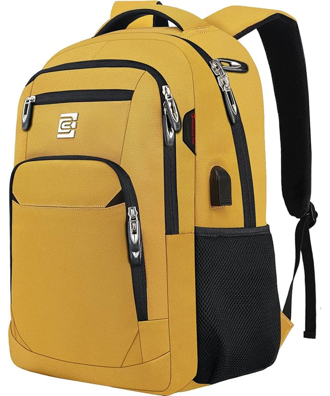 Laptop Backpack,Business Travel Anti Theft Slim Durable Laptops Backpack with USB Charging Port,Water Resistant College Computer Bag for Women & Men Fits 15.6 Inch Laptop and Notebook-Yellow