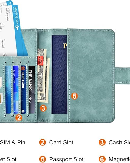 Eoehro Passport Holder for Travel Essentials, Passport Wallet Cover Case for Travel Must Haves Accessories,Passport Book Holders for Women and Men(light blue)