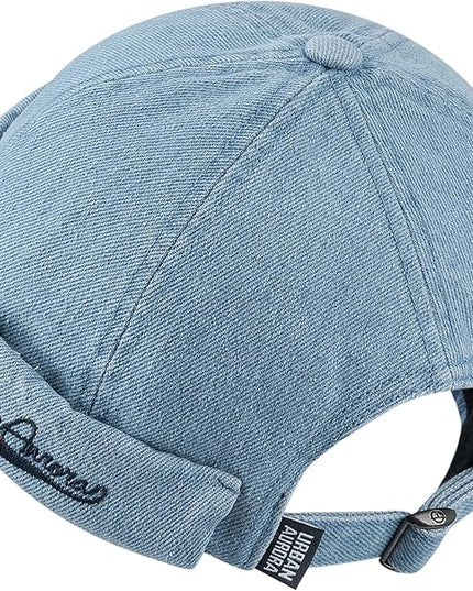 Croogo Denim Docker Hat Fashion Brimless Beanie Hat Retro Worker Skull Cap Rolled Cuff Sailor Cap Hip Hop Dancing Watch Cap