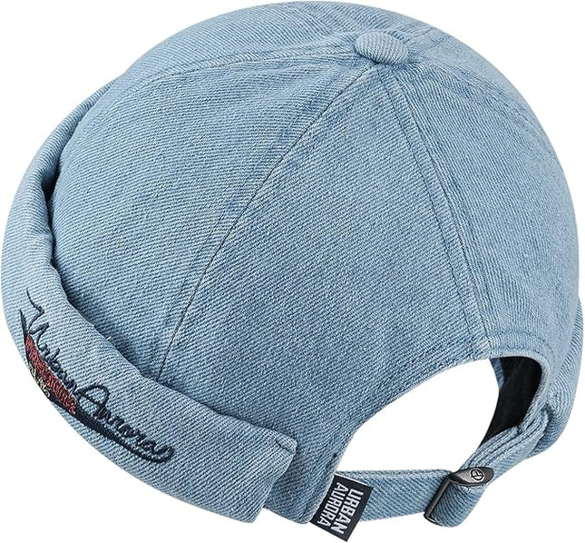 Croogo Denim Docker Hat Fashion Brimless Beanie Hat Retro Worker Skull Cap Rolled Cuff Sailor Cap Hip Hop Dancing Watch Cap