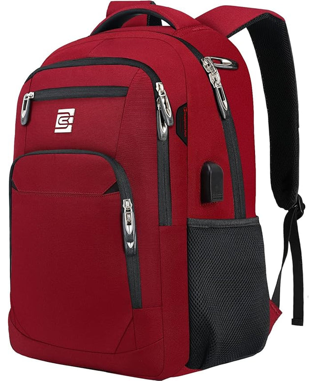 Laptop Backpack,Business Travel Anti Theft Slim Durable Laptops Backpack with USB Charging Port,Water Resistant College Computer Bag for Women & Men Fits 15.6 Inch Laptop and Notebook-Red