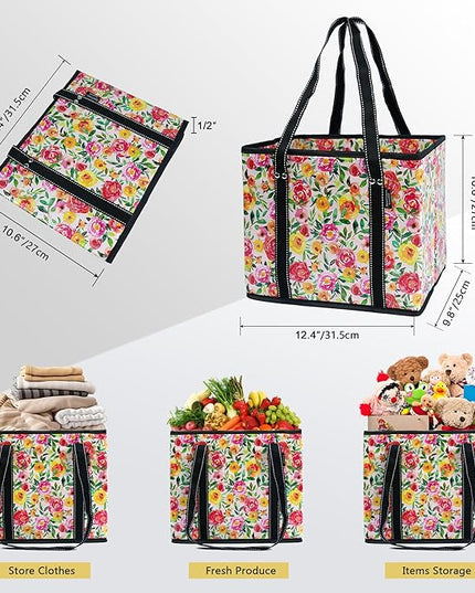BeeGreen Large Waterproof Reusable Bags Christmas Heavy Duty Shopping Tote for Groceries Pool Gift with Webbing Handles