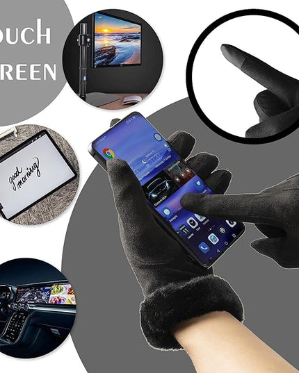 Vagasi Winter Gloves for Women, Touch Screen Cold Weather Thermal Warm Windproof Gloves, Soft Thick Fleece Lining Glove