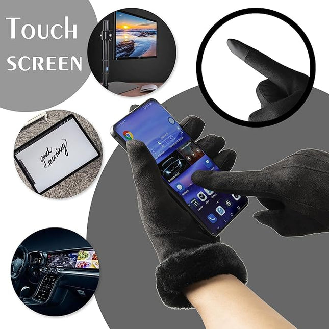 Vagasi Winter Gloves for Women, Touch Screen Cold Weather Thermal Warm Windproof Gloves, Soft Thick Fleece Lining Glove