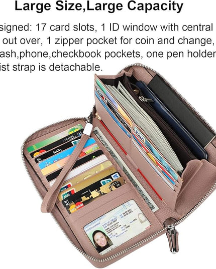 Lavemi Small Compact Women Wallet RFID Blocking Genuine Leather Bifold Purse with ID Windows