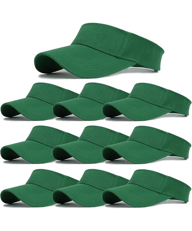 10 Pack Men Women Sun Visor Adjustable UV Protection Blank Sun Visor Hats Caps for Beach Pool Golf Tennis Sports