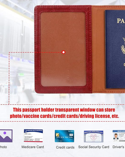 TIGARI Passport Holder for Travel Women Men, Valentines Day Gifts PU Leather Wallet Cover Case Sleeve, Waterproof Protected Document Organizer, Vacation Plane Cruise Travel Essentials