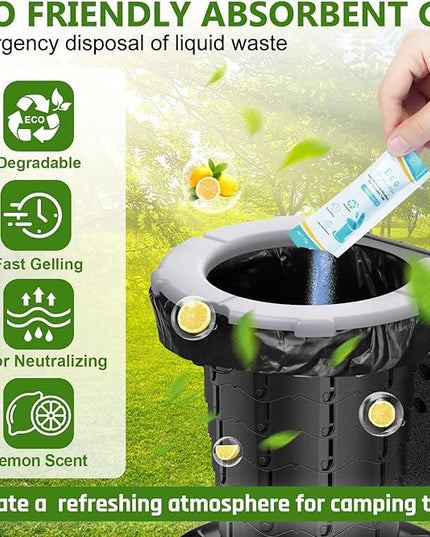 BLIKA 100 Pack Portable Toilet Absorbent Gel, Camping Toilet Gel Powder, Odor-Control Urine Liquid Waste Gel, Eco Absorbent Gel, Poo Urine Powder for Outdoor Camping, Hiking, Emergency