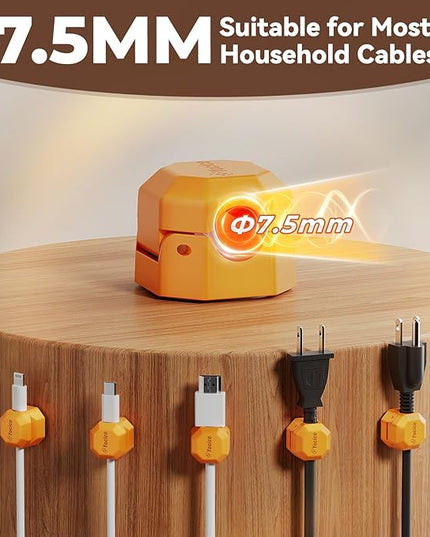 12 Pack Rotatable Cable Clips,Spring Cord Organizer Desk Cable Management Cord Holder Adhesive Phone Charger Cord Clips for Home Office Car Wall Nightstand Accessories Orange