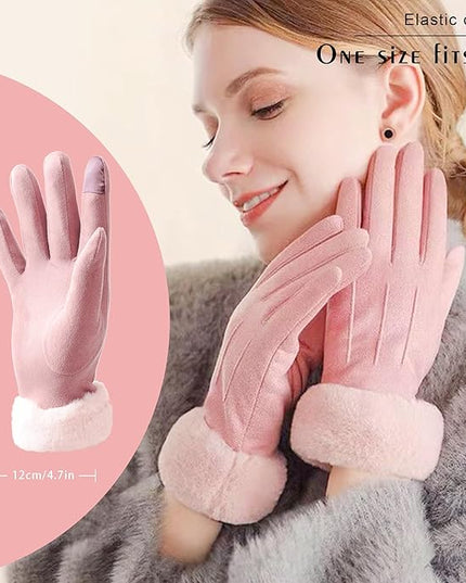 Vagasi Winter Gloves for Women, Touch Screen Cold Weather Thermal Warm Windproof Gloves, Soft Thick Fleece Lining Glove