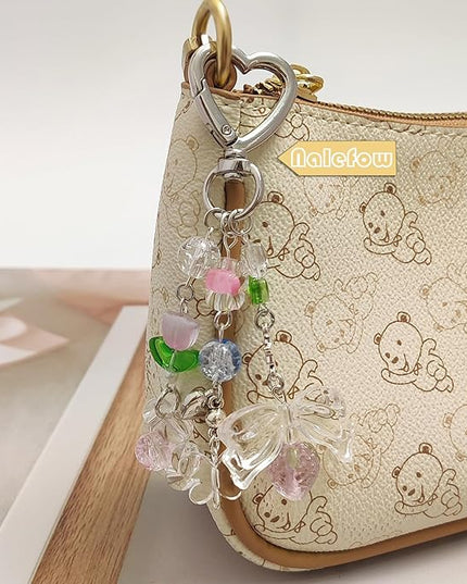 Keychain Bag Accessories Cute Cherry Strawberry Flower Keychains Accessories Decor for Keys Bags Purses Gift