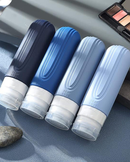 Travel Bottles for Toiletries, Tsa Approved 3oz Travel Size Containers BPA Free Leak Proof Refillable Liquid Silicone Squeezable Travel Accessories for Shampoo Conditioner Lotion (4 Pack)