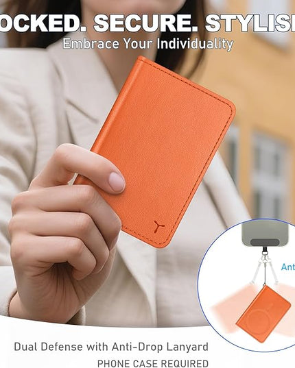 TUCCH for Magsafe Wallet with 6 Card Holders, RFID Blocking [Clear ID Window] PU Leather Men Women Folio Magnetic Phone Wallet for iPhone 17/16/15/14/13/12/Plus/Air/Pro/Pro Max Series, Orange