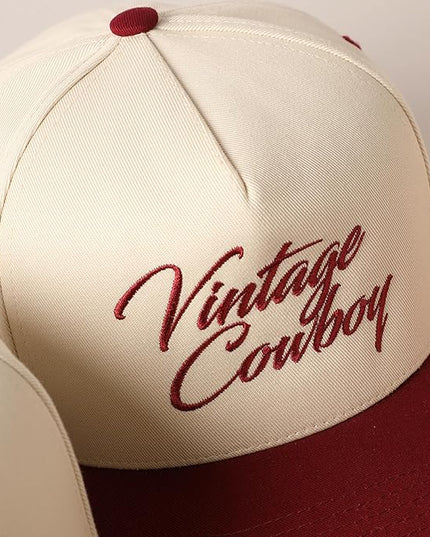 MIRMARU Two-Tone Vintage Canvas Trucker Hats for Men & Women, Adjustable Size Baseball Caps with Trendy Embroidered Design