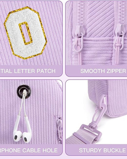 Viverte Small Corduroy Sling Bag Initial Crossbody Bag Fanny Pack for Girls Personalized Birthday Gifts for Teen Girls Gifts