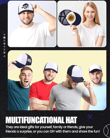 10 Pcs Sublimation Blank Trucker Hats Bulk Mesh Baseball Cap Polyester Mesh Trucker Hat for Men and Women